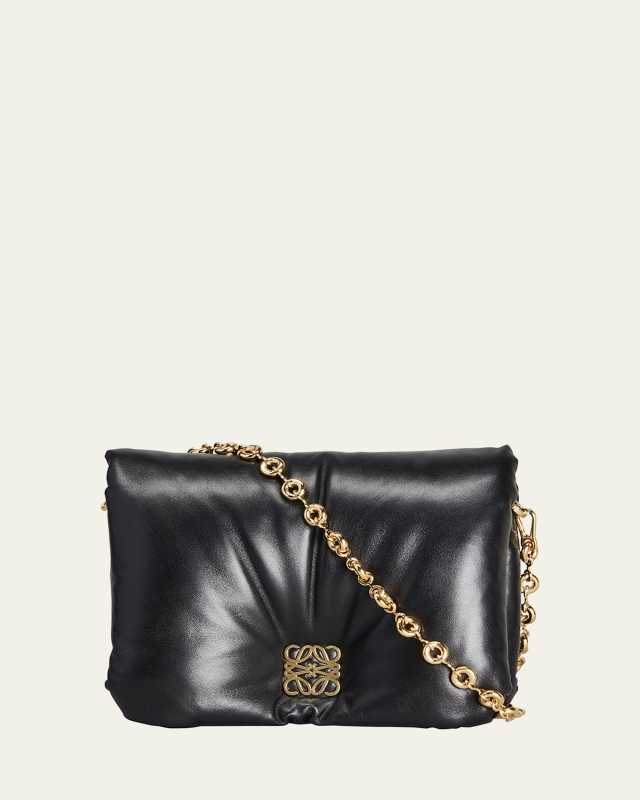 Goya Puffer Crossbody Bag in Shiny Napa Leather